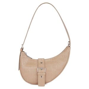 8 Other Reasons Croc Embossed Crescent Buckle Faux Leather Tan Shoulder NWT